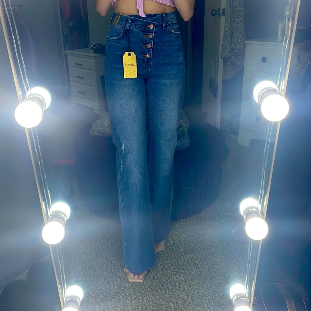 High waisted boot cut jeans